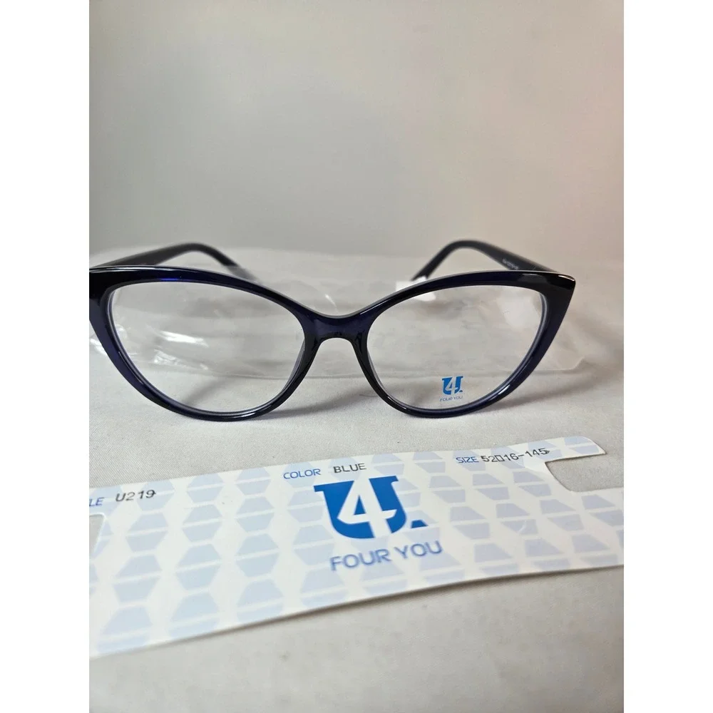 Four You U219 Cat Eye Glasses Frames Blue Womens Sturdy 52-16-145 Eyewear